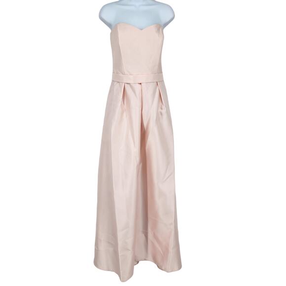 Alfred Sung Blush Strapless Satin Twill Gown W/Pockets - Style D755 Size 14 - Picture 2 of 11
